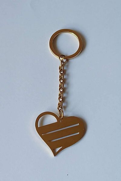 Veskepynt Flatt Metallhjerte, gull